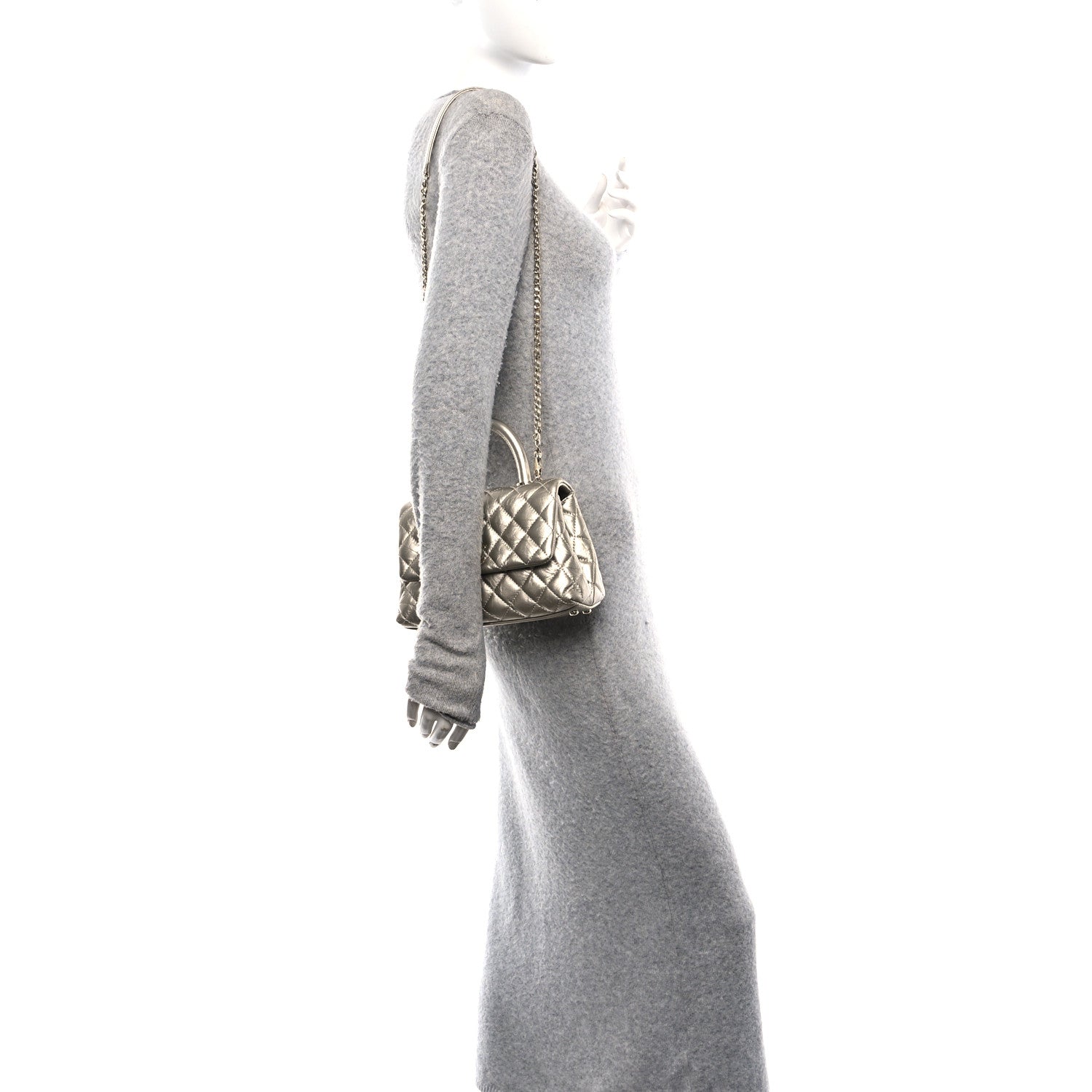 Chanel Metallic Aged Calfskin Quilted Mini Coco Handle Flap Gold 2 of 11