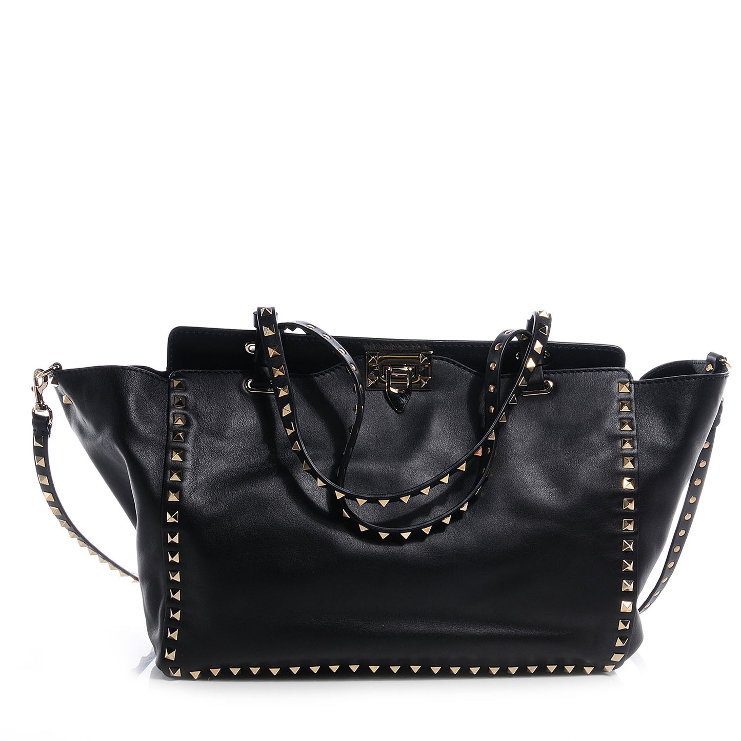 Vitello Medium Rockstud Tote Black