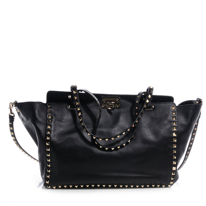 Valentino Garavani Vitello Medium Rockstud Tote Black 1 of 8