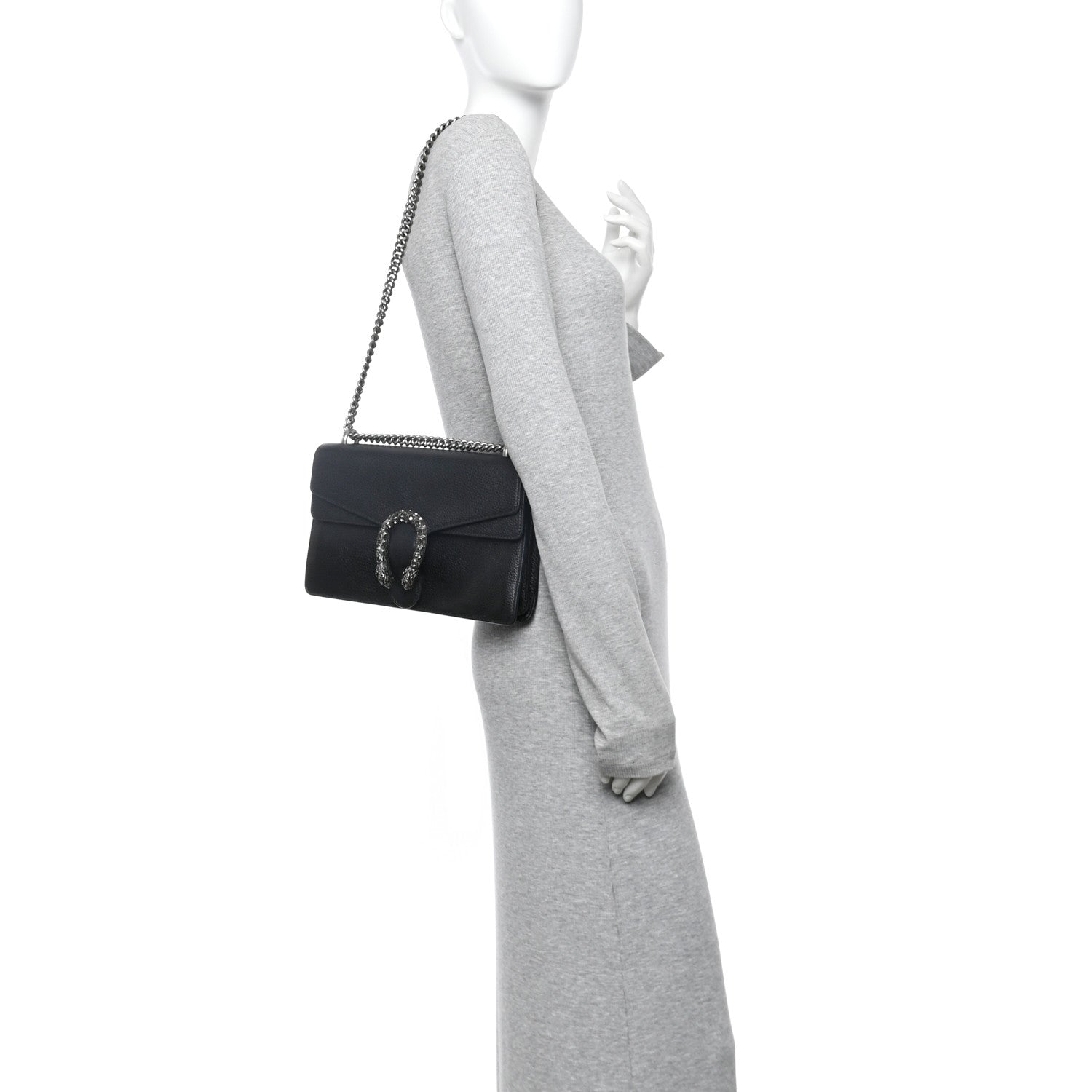Gucci Pebbled Calfskin Small Dionysus Shoulder Bag Black 2 of 11