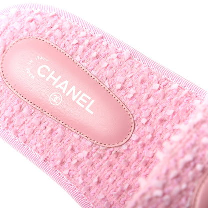 Chanel Tweed CC Flat Mules M Pink 8 of 10