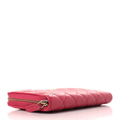 Chanel Caviar Quilted Large Gusset Zip Around Wallet Fuchsia 4 of 10