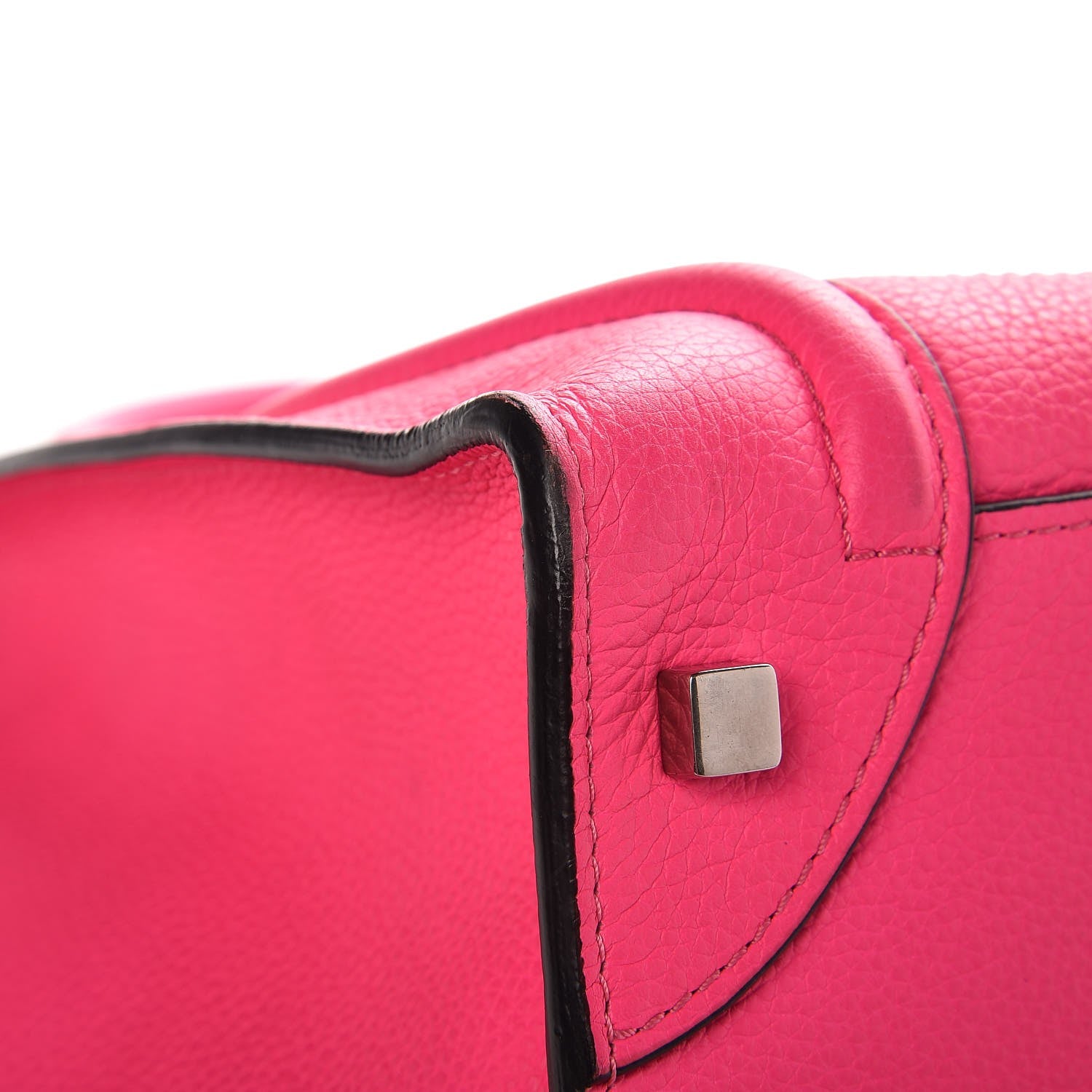 Celine Drummed Calfskin Mini Luggage Fluo Pink 8 of 12
