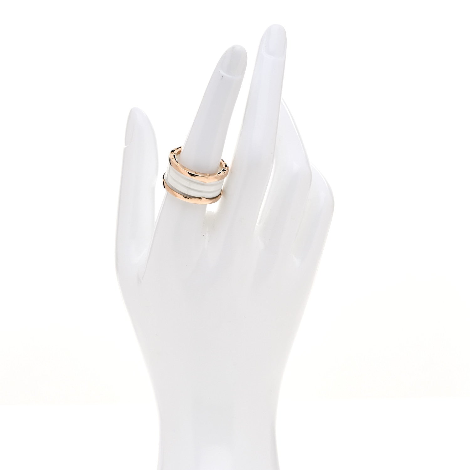 Bulgari 18K Rose Gold White Ceramic B.Zero1 Four-Band Ring 56 7.5 2 of 7