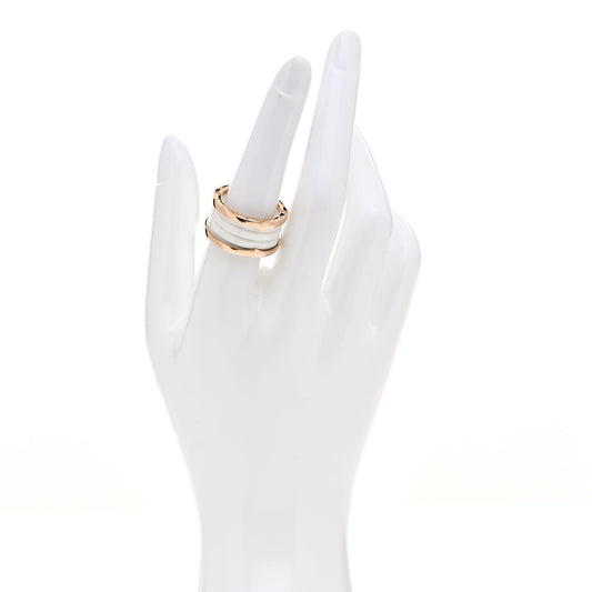 18K Rose Gold White Ceramic B.Zero1 Four-Band Ring 56 7.5