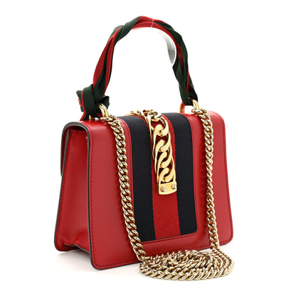 Gucci Calfskin Mini Sylvie Chain Shoulder Bag Hibiscus Red 3 of 10