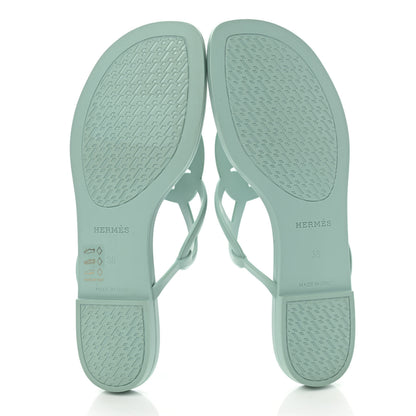 Hermes Rubber Womens Egerie Sandals 38 Vert Embrun 5 of 9