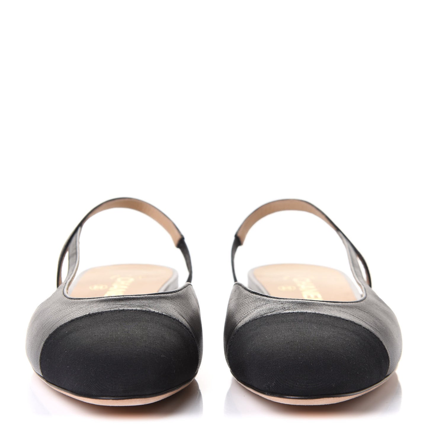 Goatskin Grosgrain Cap Toe CC Slingback Sandals 40 Black