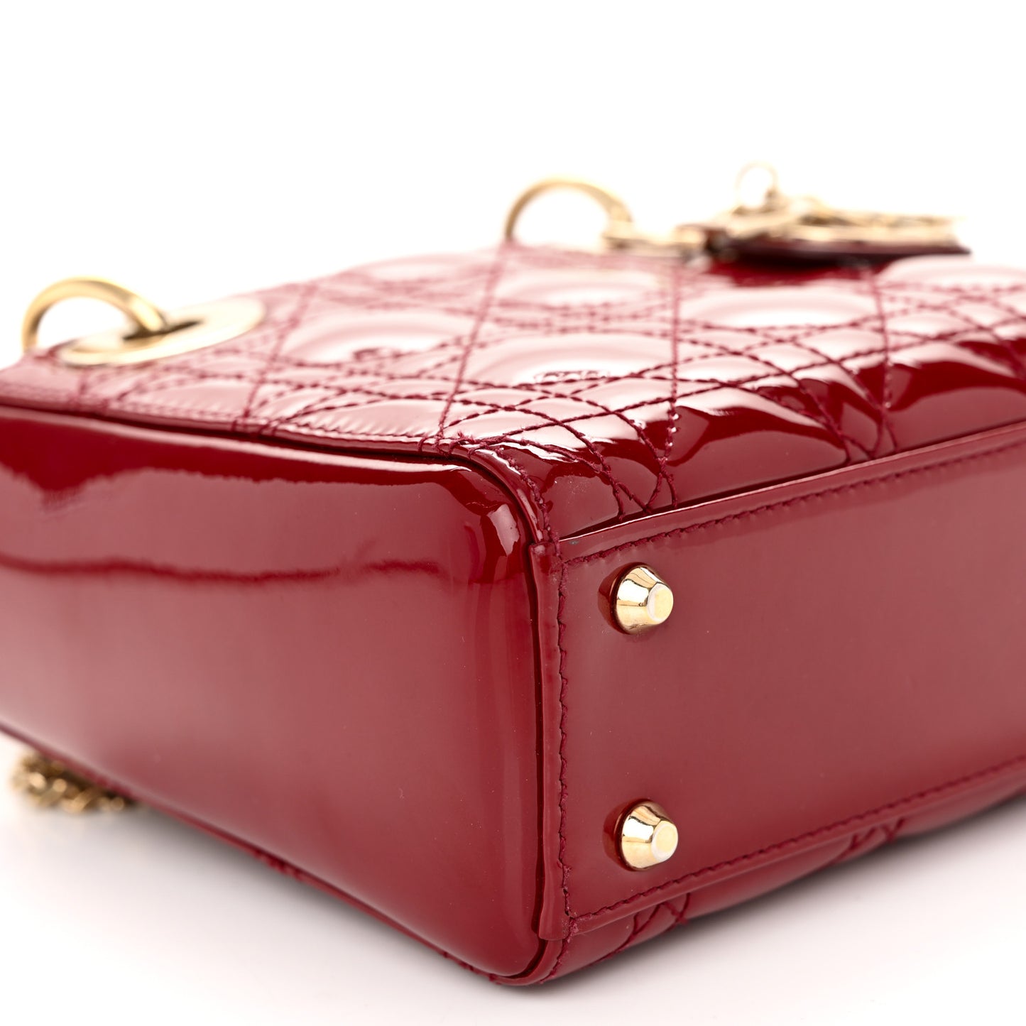 Patent Cannage Mini Lady Dior Red