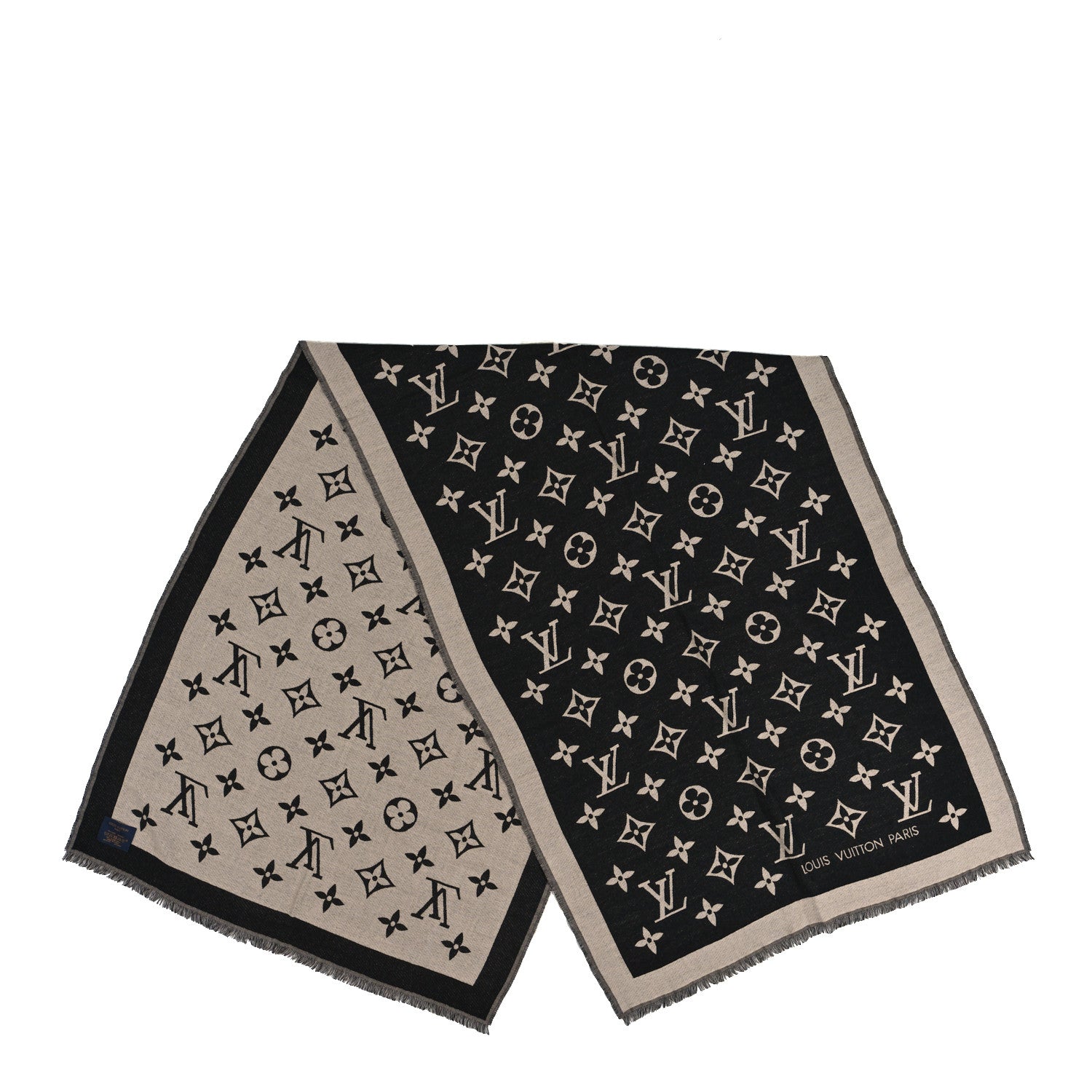 Louis Vuitton Silk Wool Monogram Miss LV Stole Black 2 of 3