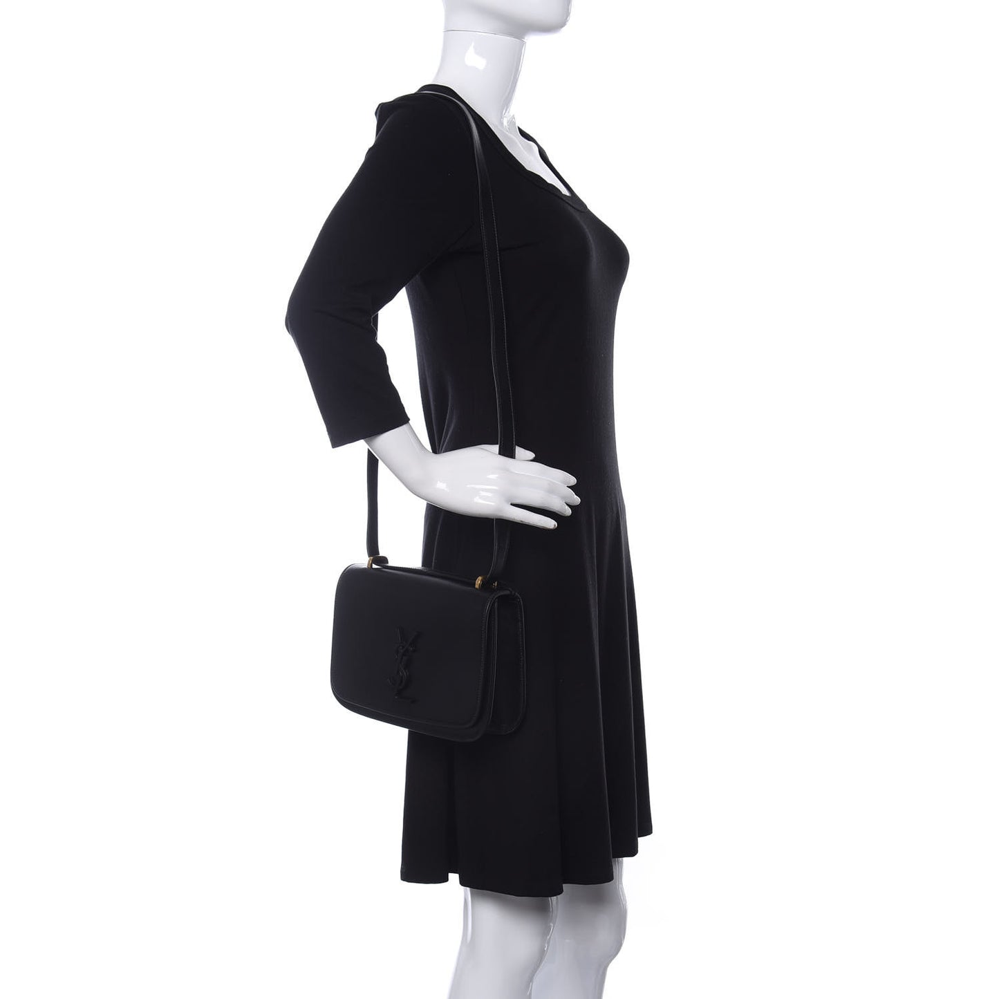 Smooth Calfskin Small Spontini Saddle Bag Black