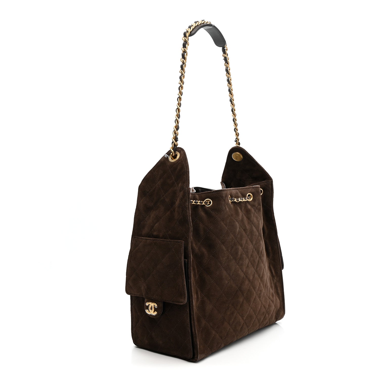 Chanel Suede Quilted Medium Chanel 25 Handbag Dark Brown 4 of 11