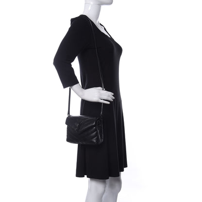 Saint Laurent Calfskin Y Quilted Monogram Toy Loulou Crossbody Bag Black 2 of 12