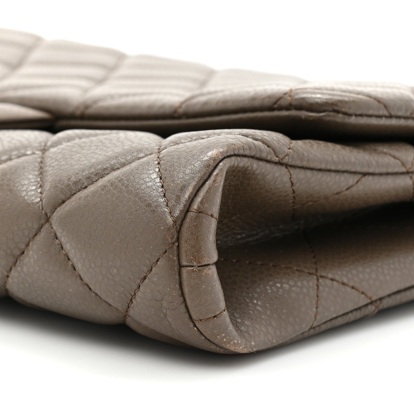 Caviar Quilted Clutch With Chain Flap Brown