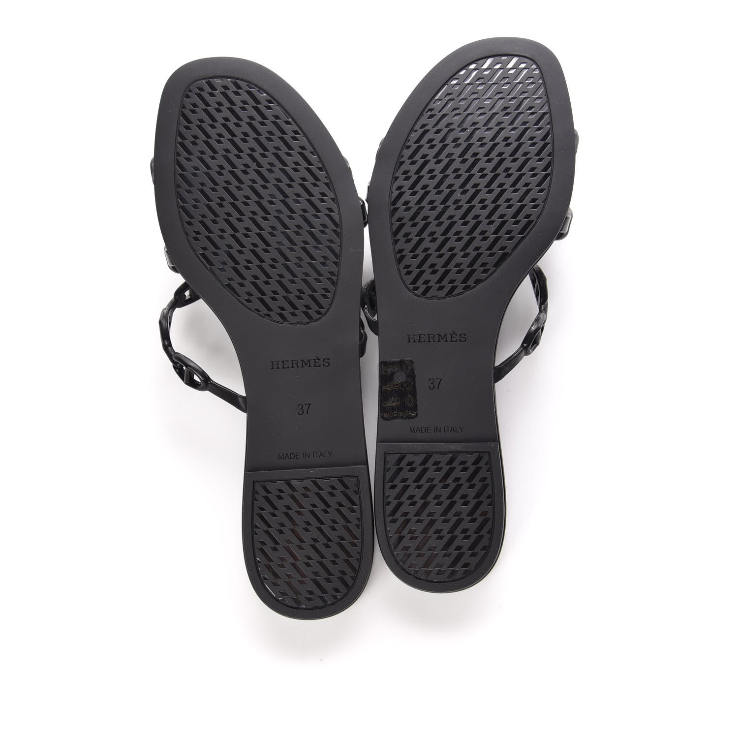 Hermes Rubber Chaine d'Ancre Rivage Sandals 37 Black 5 of 8