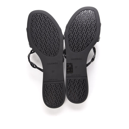 Hermes Rubber Chaine d'Ancre Rivage Sandals 37 Black 5 of 8