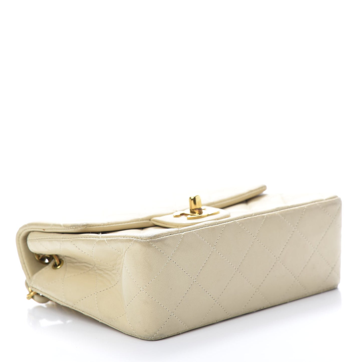 Lambskin Quilted Mini Square Flap Beige