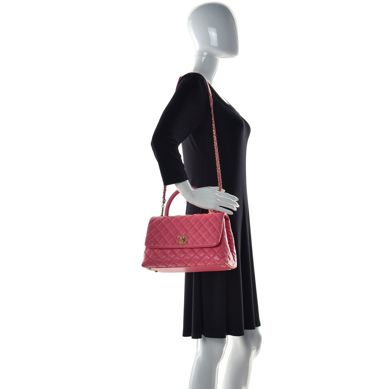 Chanel Caviar Quilted Small Coco Handle Flap Pink 3 of 15