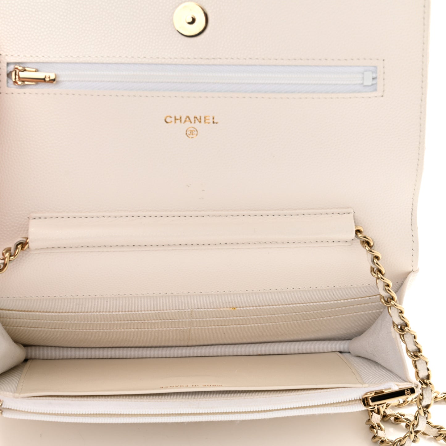 Caviar Quilted Wallet On Chain WOC White