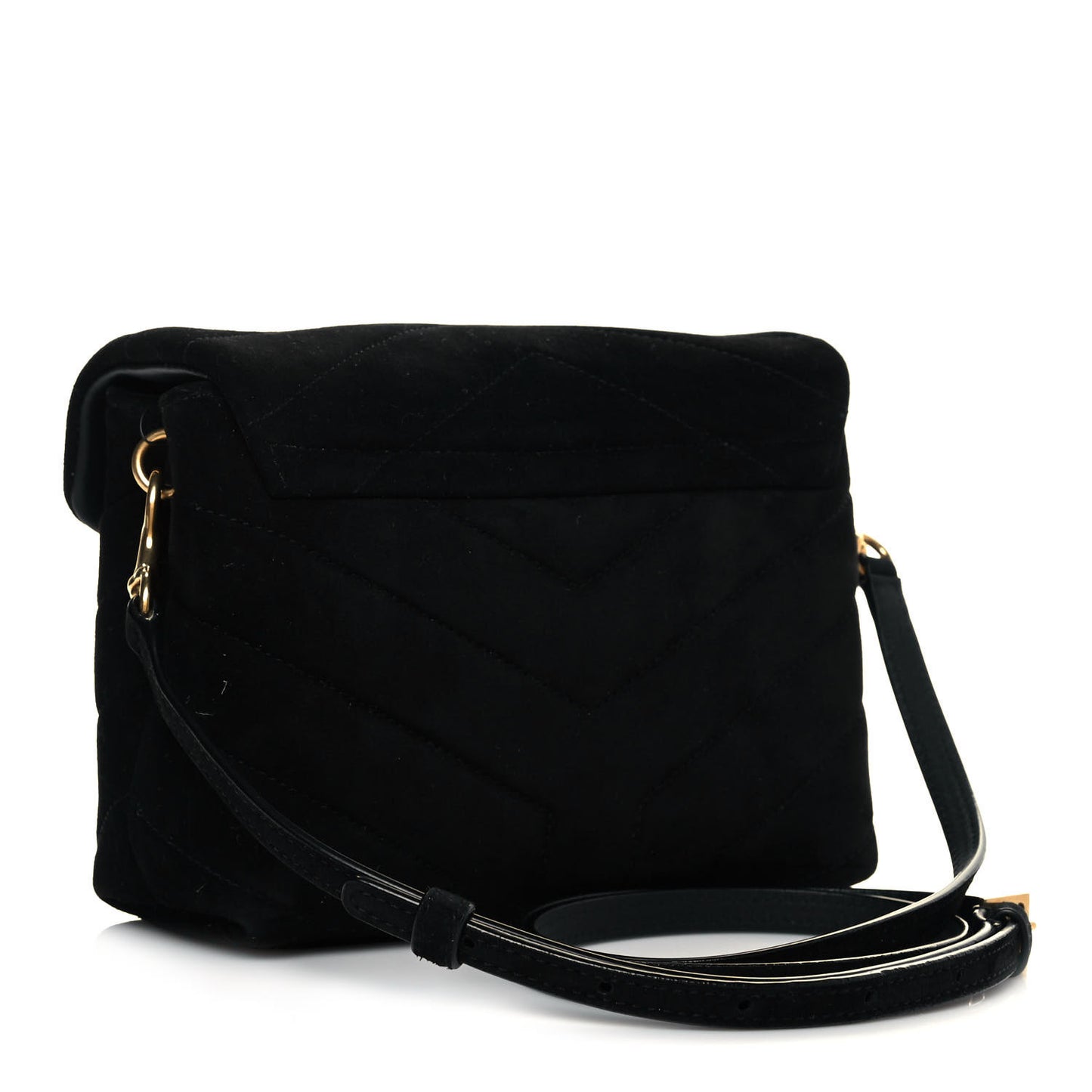 Suede Y Quilted Monogram Toy Loulou Crossbody Bag Black