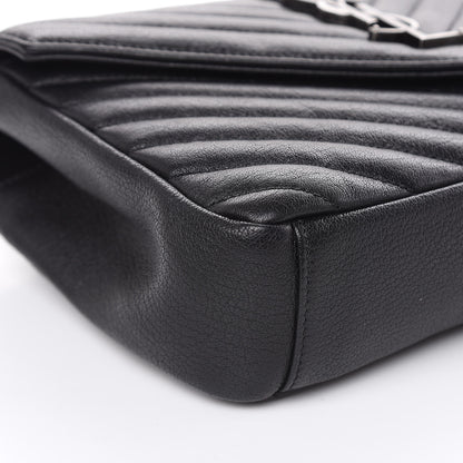 Saint Laurent Sheepskin Matelasse Chevron Monogram Medium College Bag Black 8 of 11