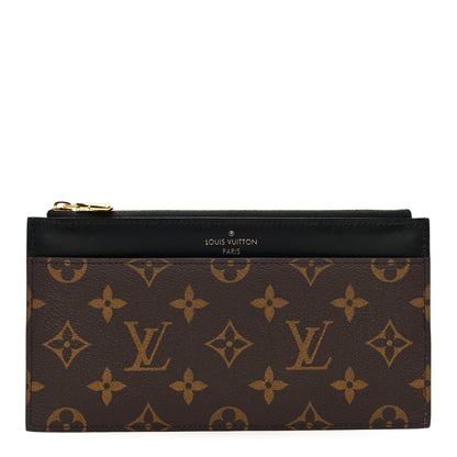 Louis Vuitton LOUIS VUITTON Monogram Slim Purse Black 1 of 6