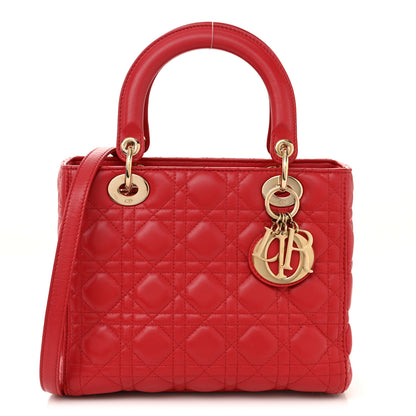 Christian Dior Lambskin Cannage Medium Lady Dior Red 1 of 11