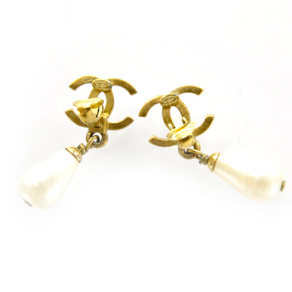 Chanel Pearl CC Dangle Clip On Earrings Gold 3 of 4