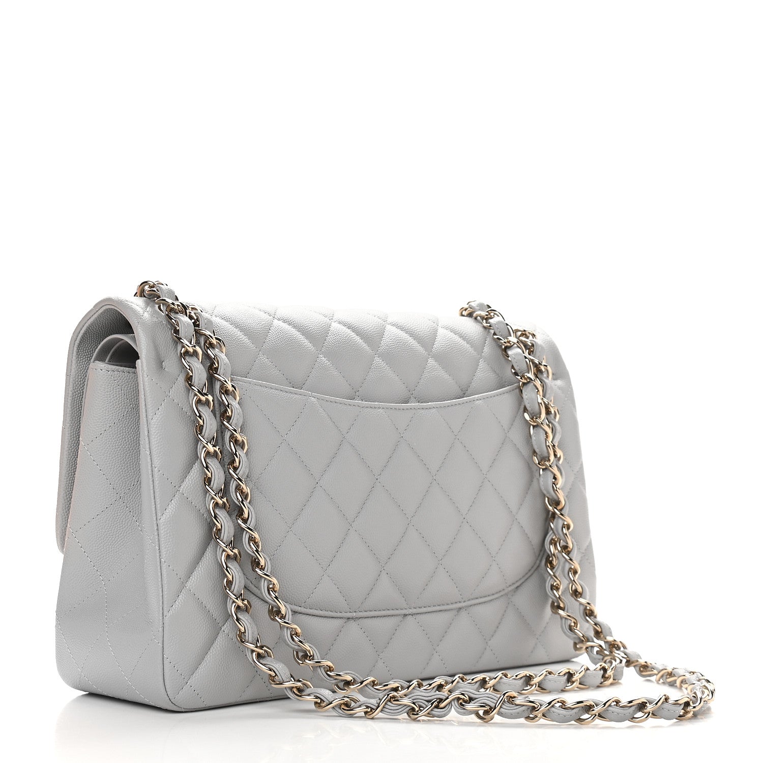 Chanel Caviar Quilted Jumbo Double Flap Grey 2 of 8