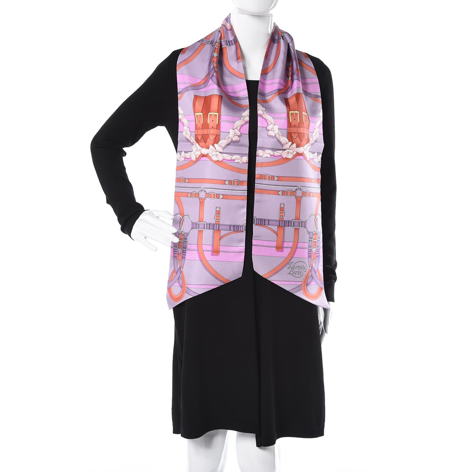 Hermes Silk Sangles en Zigzag Fleuries Maxi Twilly 2 of 5