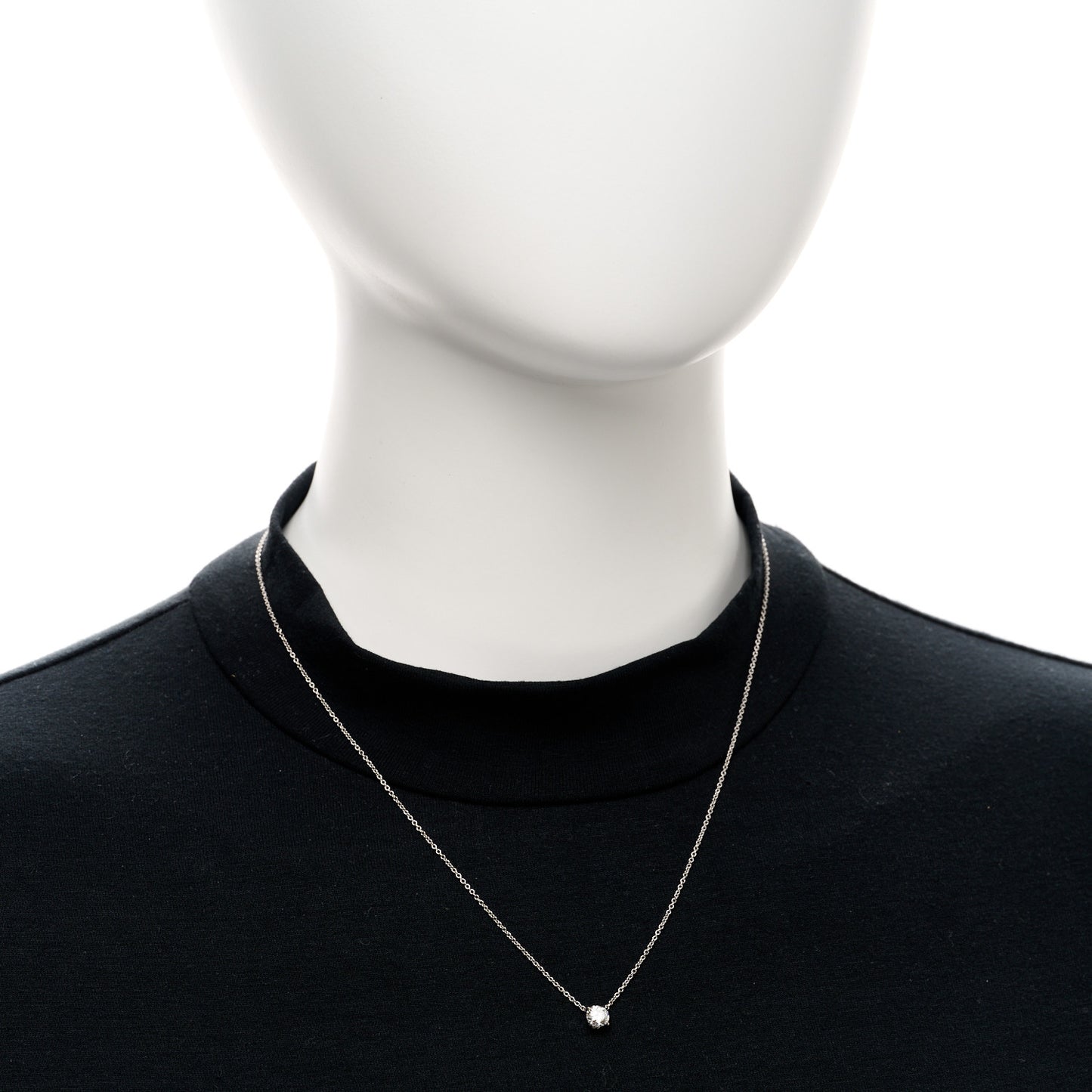 18K White Gold Diamond .52ct Solitaire Diamond Necklace