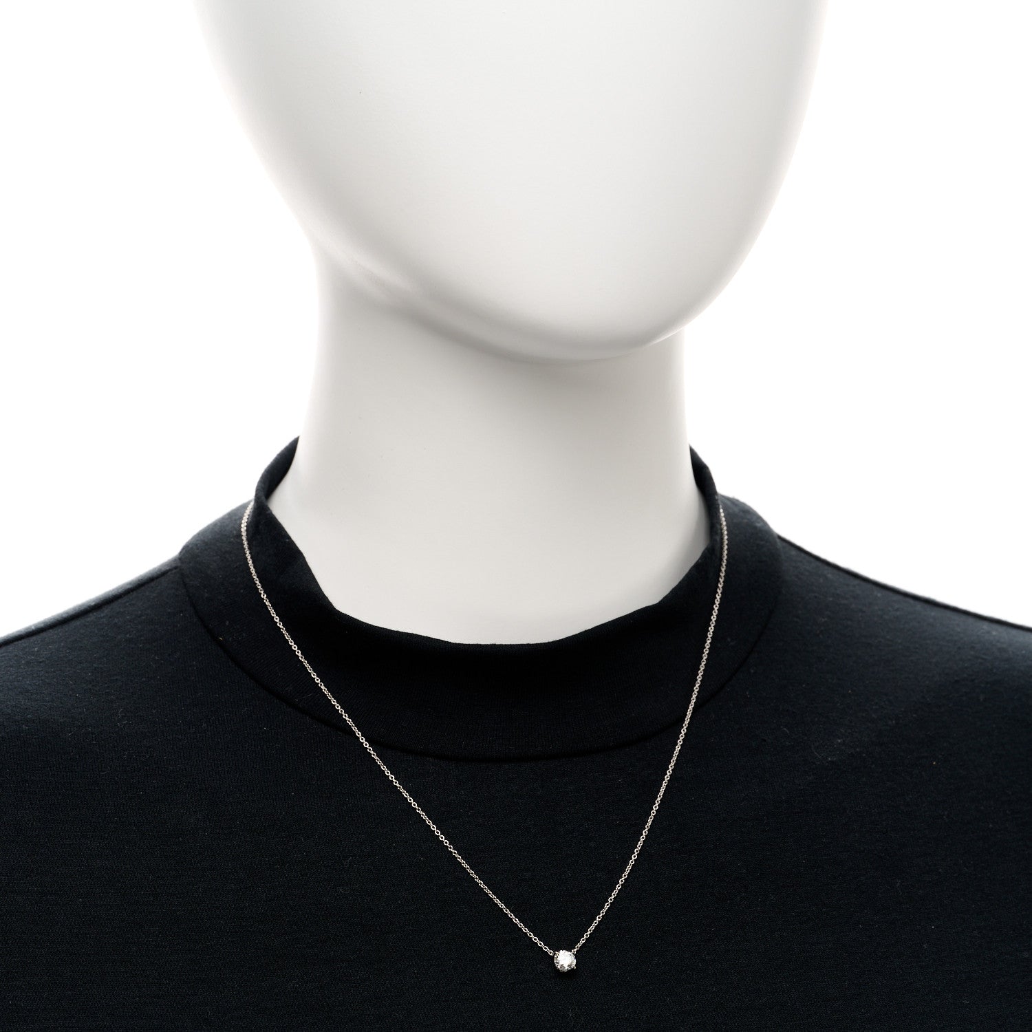 David Yurman 18K White Gold Diamond .52ct Solitaire Diamond Necklace 2 of 5