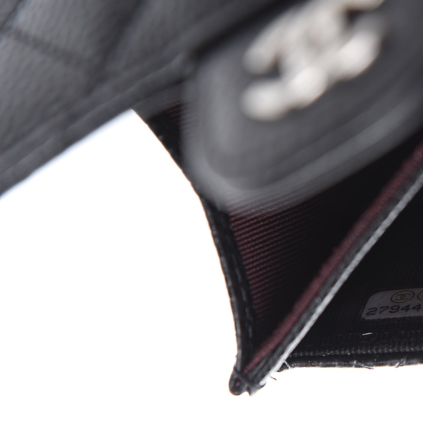 Caviar Quilted Flap Card Holder Black