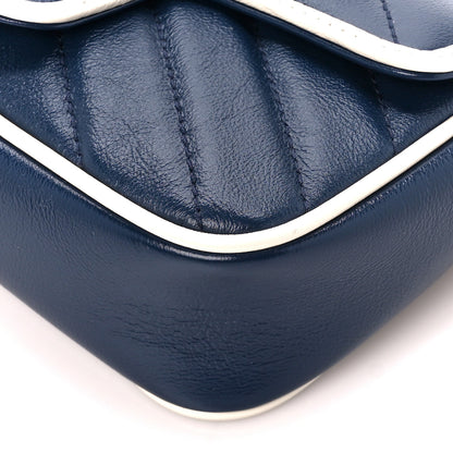 Gucci Vintage Effect Calfskin Matelasse Diagonal Super Mini Torchon GG Marmont Shoulder Bag Blue Agata Mystic White 10 of 11