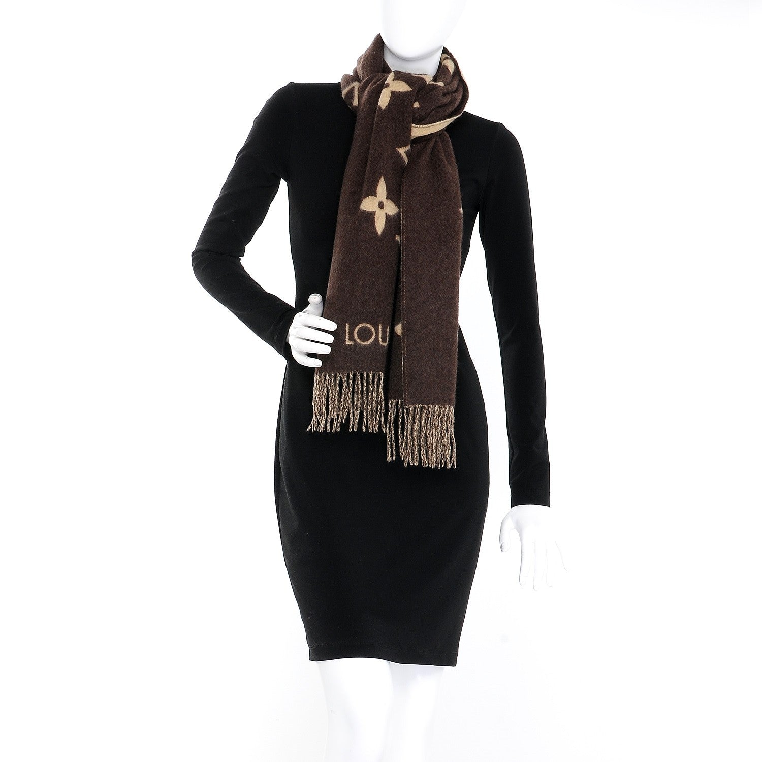 Louis Vuitton Cashmere Monogram Reykjavik Scarf Brown 2 of 4