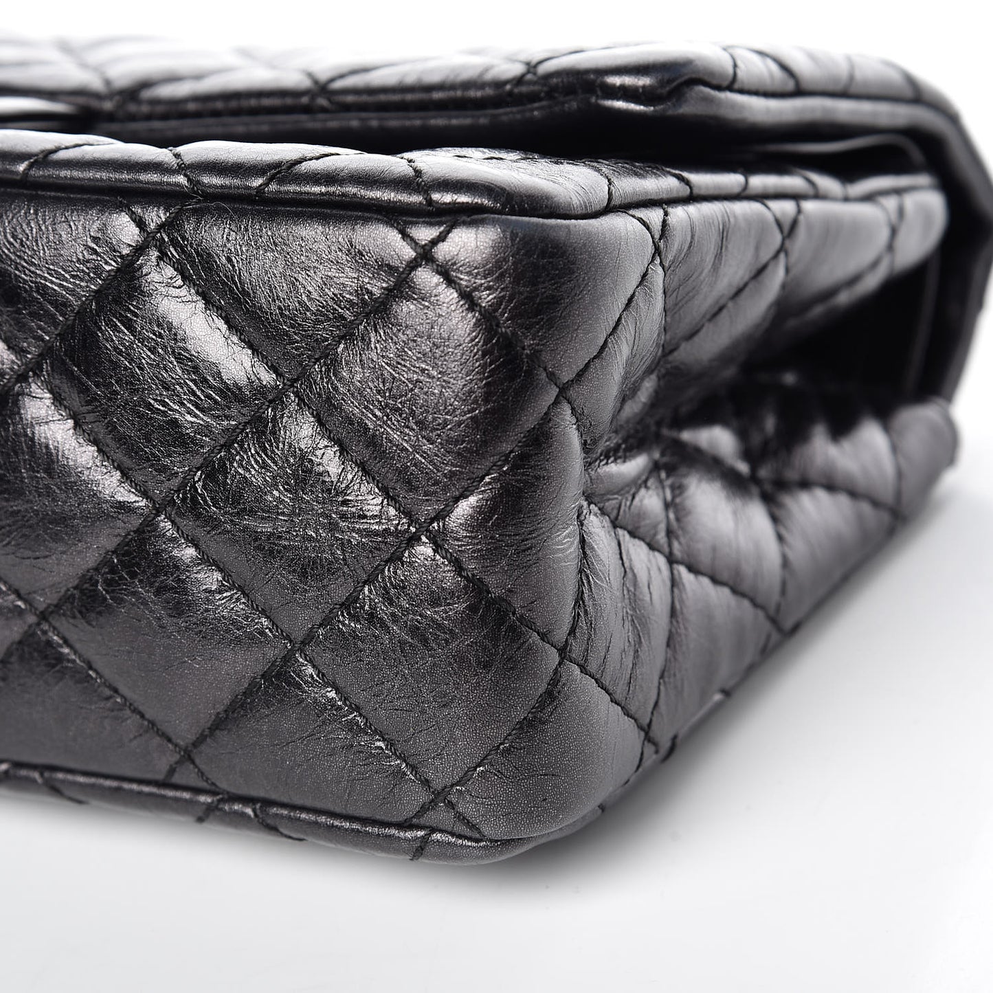Metallic Aged Calfskin Quilted 2.55 Reissue 225 Flap So Black