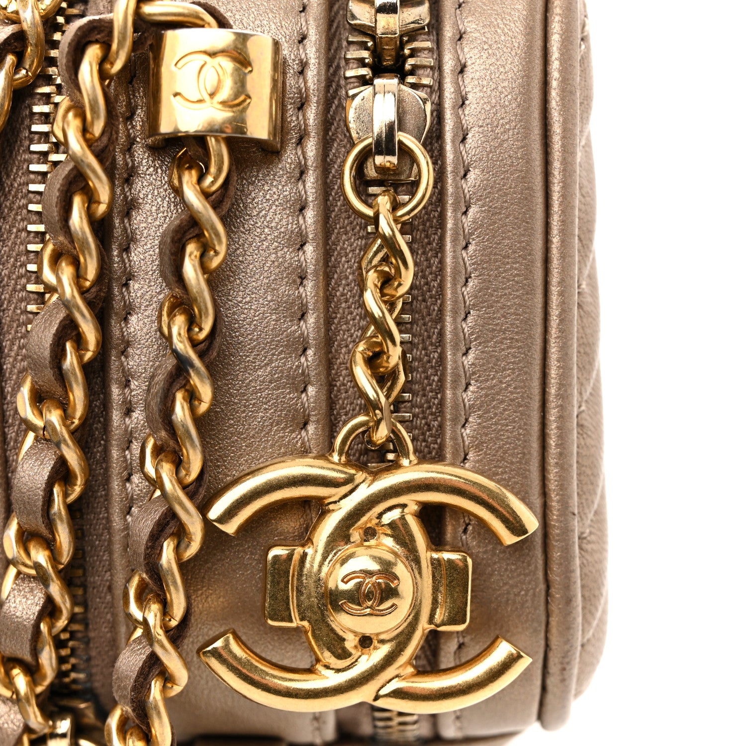 Chanel Metallic Lambskin Mini Coco Boy Camera Case Dark Gold 13 of 15