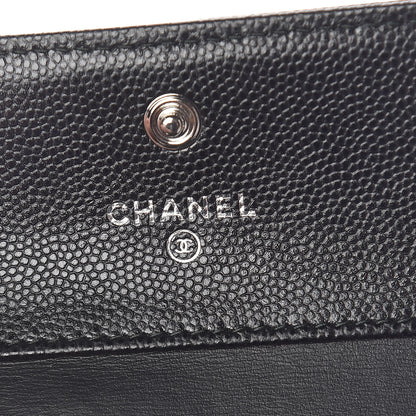 Chanel Caviar Chevron Quilted Boy Compact Wallet Black 6 of 9