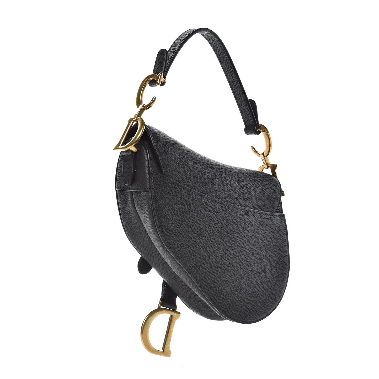 Grained Calfskin Mini Saddle Bag Black