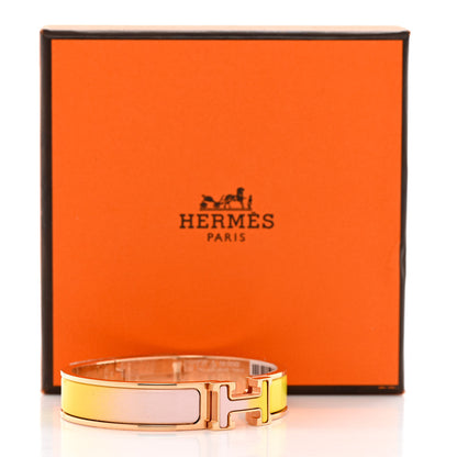 Hermes Enamel Narrow Clic Clac H Fusion Bracelet PM Rose Candeur Jaune Tennis 5 of 5