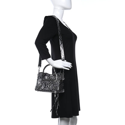 Balenciaga Metallic Calfskin Snakeskin Embossed Classic Silver Hardware Mini City Silver 2 of 10