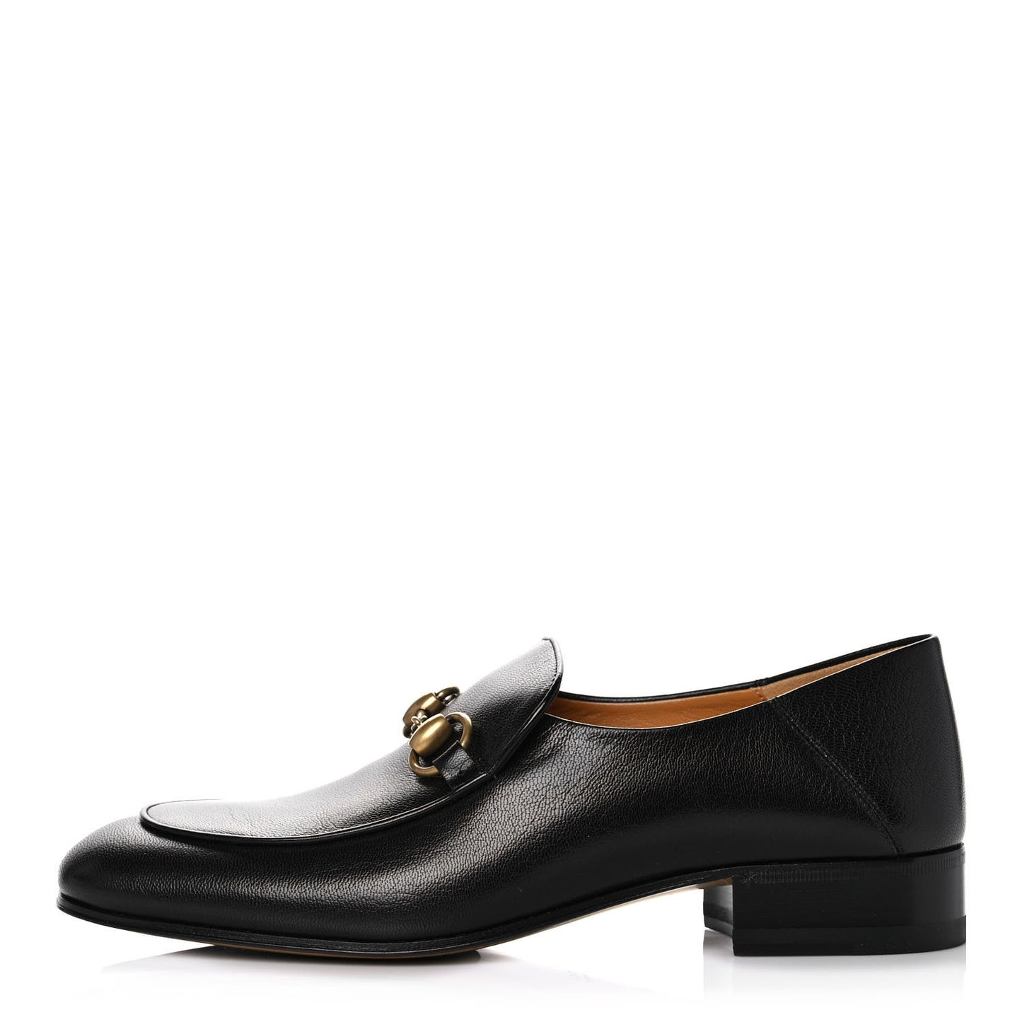 Goatskin Womens Horsebit Mid-Heel Loafers 39 Black