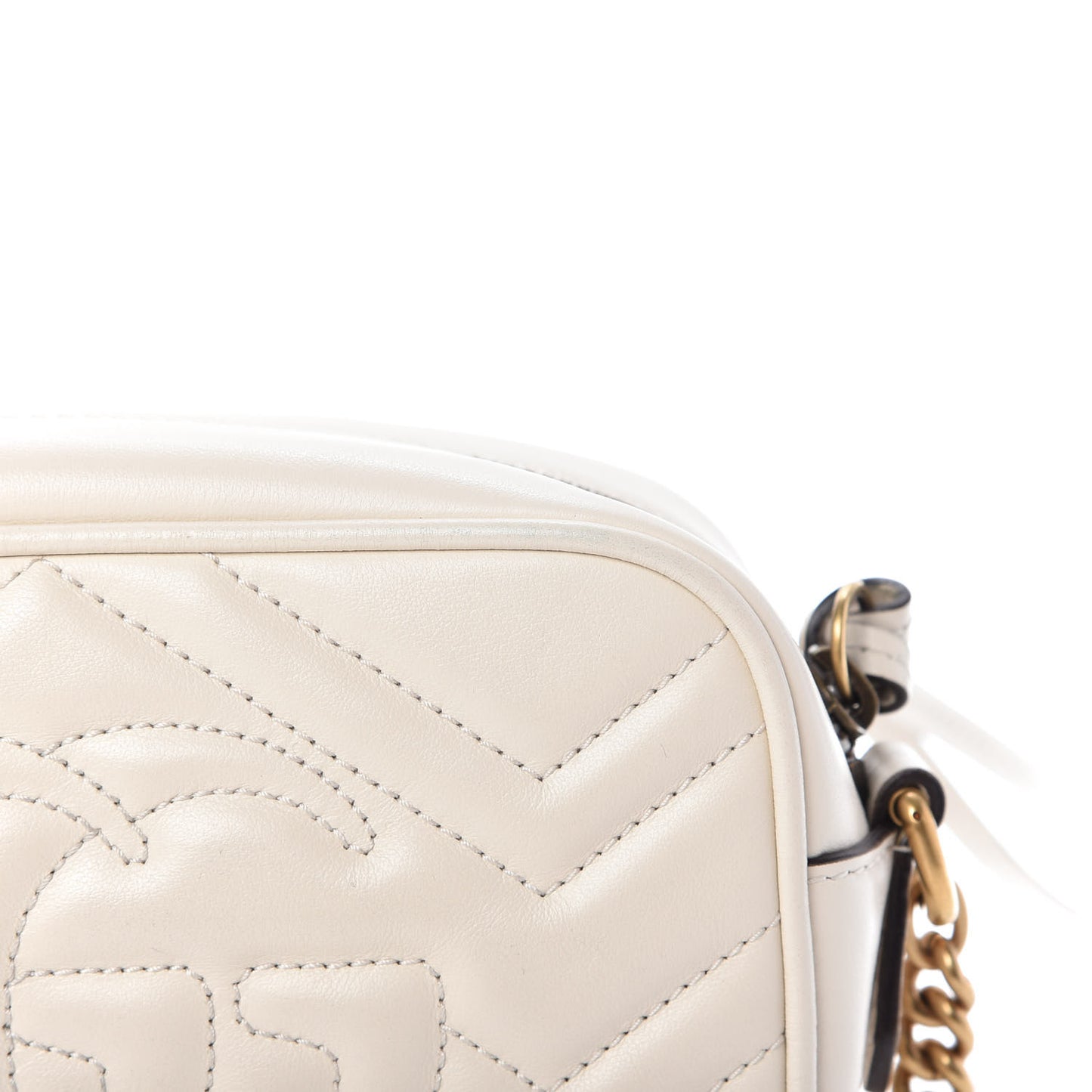 Calfskin Matelasse Mini GG Marmont Chain Shoulder Bag White