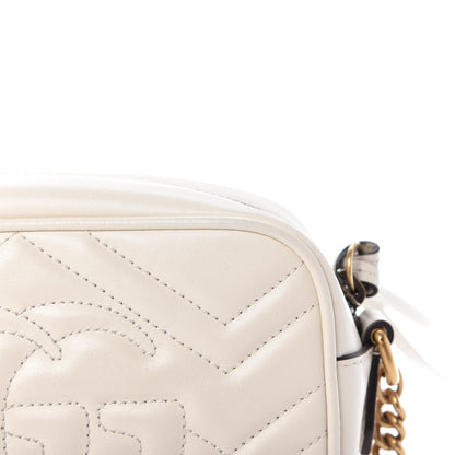 Gucci Calfskin Matelasse Mini GG Marmont Chain Shoulder Bag White 11 of 11