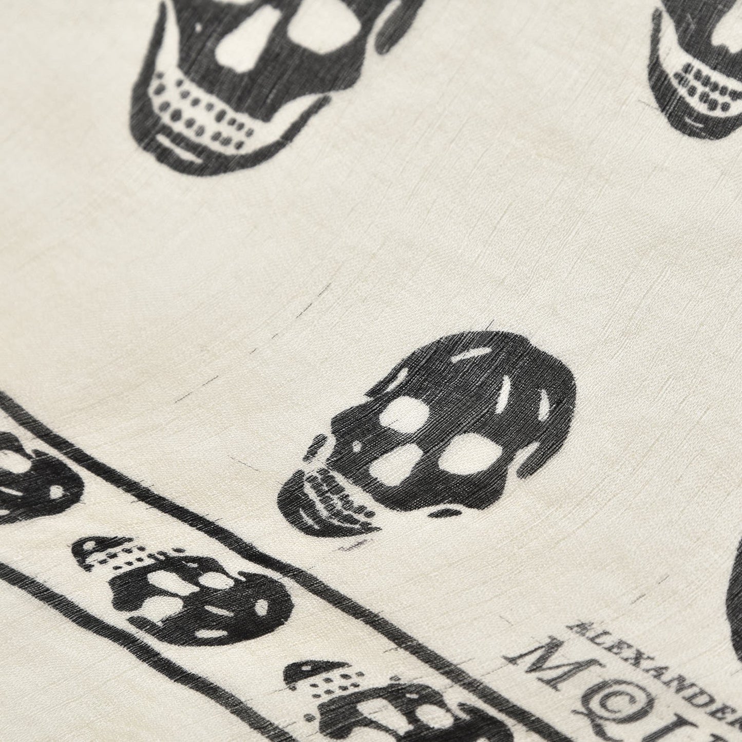 Silk Chiffon Skull Scarf Ivory Black