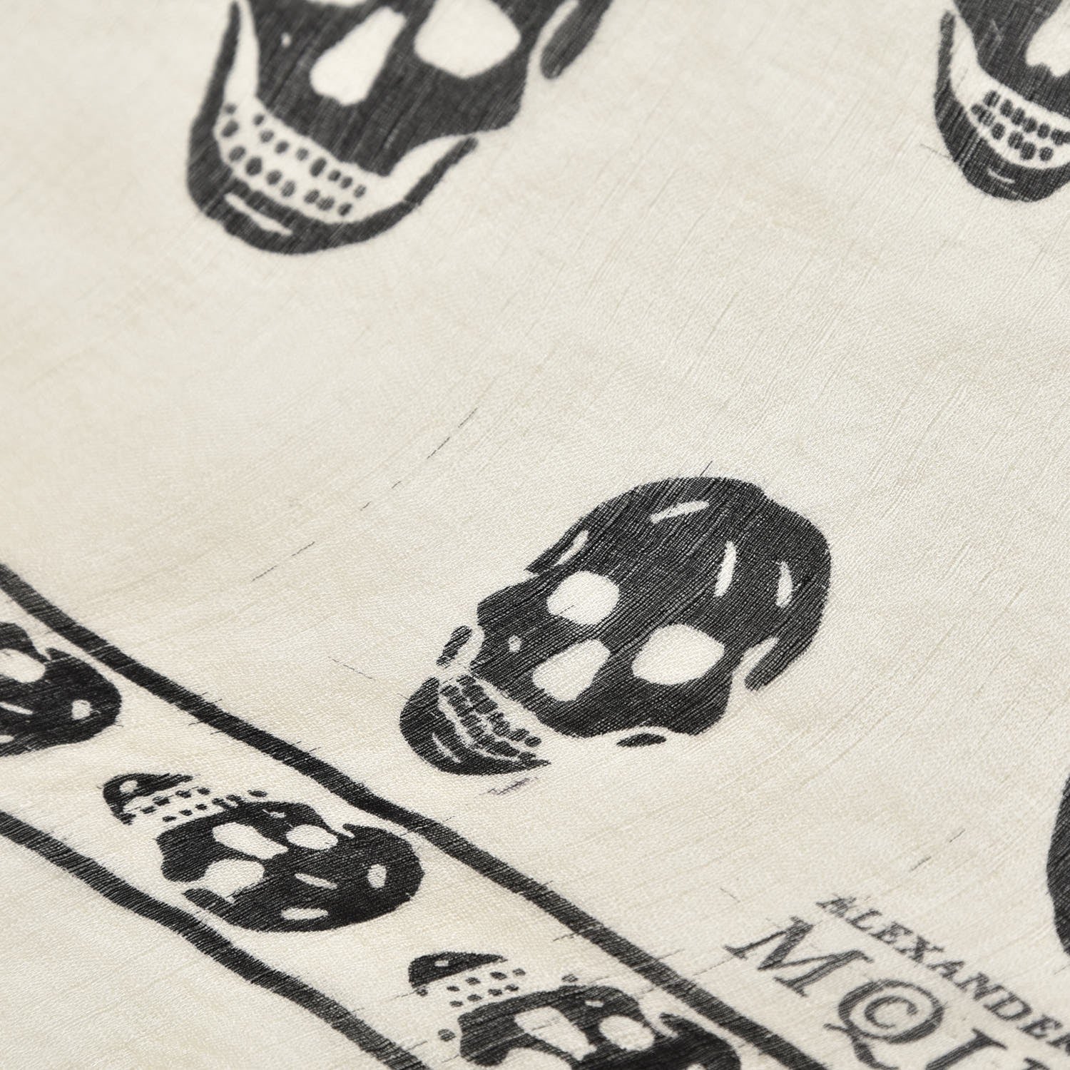 Alexander McQueen Silk Chiffon Skull Scarf Ivory Black 6 of 14