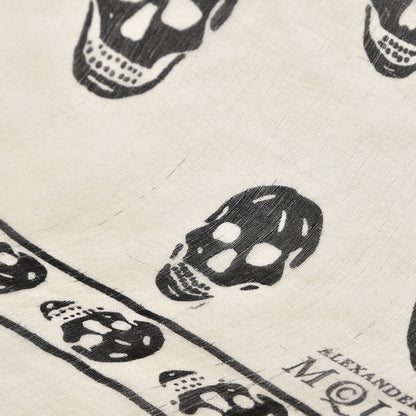 Alexander McQueen Silk Chiffon Skull Scarf Ivory Black 6 of 14