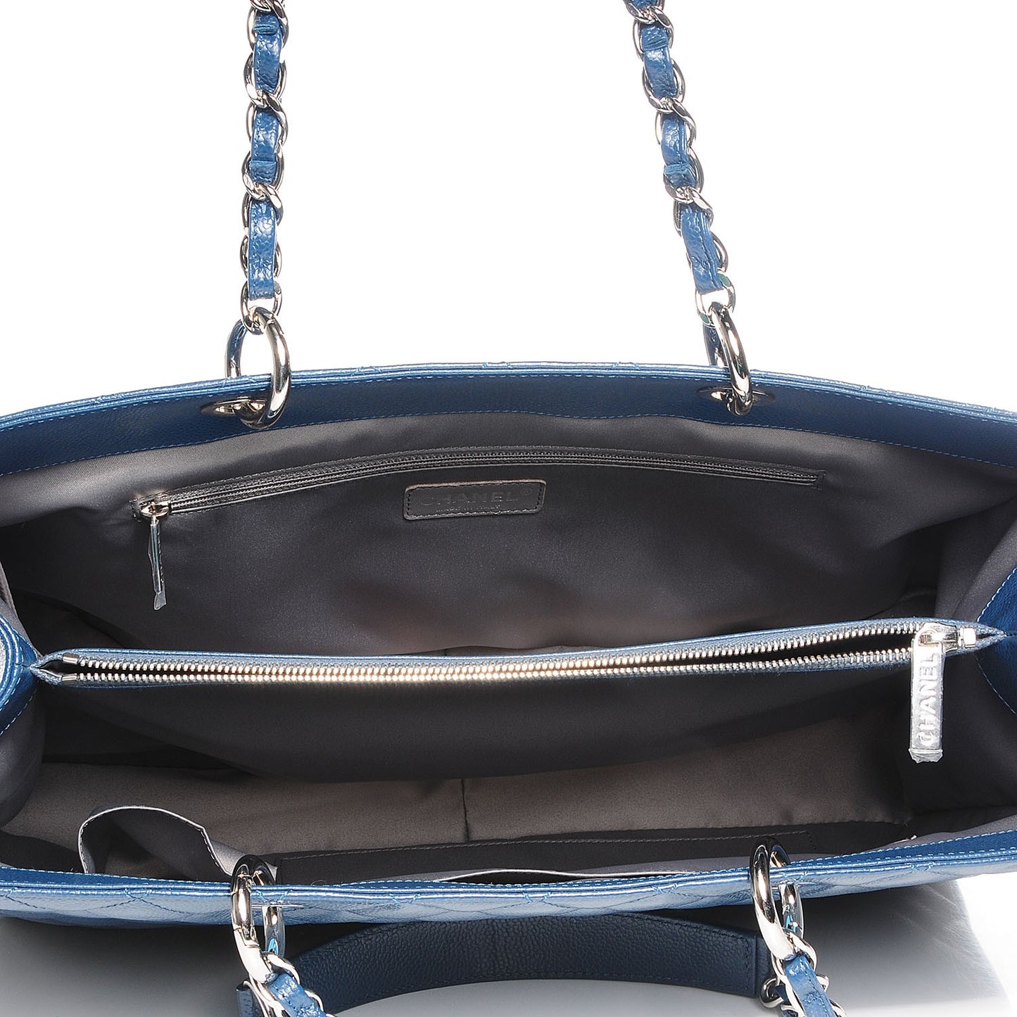 Caviar Quilted XL Grand Shopping Tote GST Navy Blue