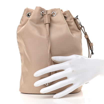 Prada Saffiano Tessuto Nylon Vela Bucket Wristlet Cammeo 2 of 9