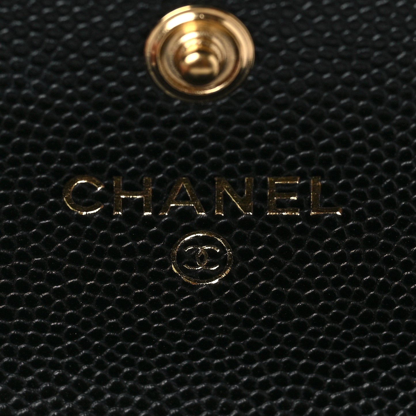 Caviar Quilted Enamel Coco Casino Flap Card Holder Wallet Black